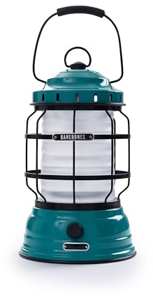 Barebones FOREST LANTERN – Wiederaufladbare Vintage-LED-Laterne mit Dimmbarer Helligkeit – Akkubetriebene Laterne für Outdoor-Abenteuer, Gartenpartys und Notfälle (Blaugrün)