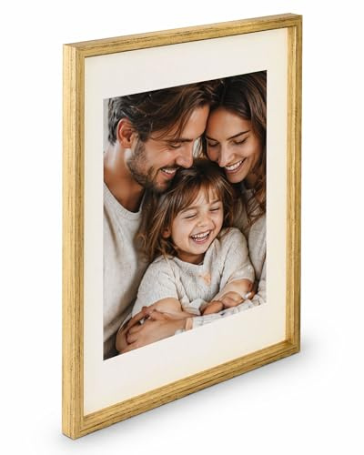 3D Objektrahmen Bilderrahmen mit Passepartout & gehärtetem Glas Holz MDF Rahmen Foto Poster: Farbe: Gold-Antik | Format: 50x70