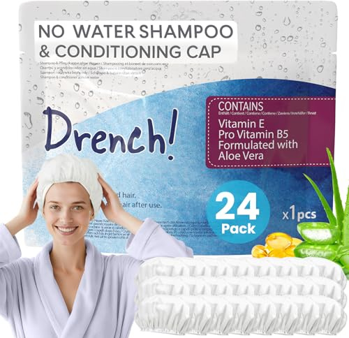 Drench! Medical Gorro Lavacabezas Portátil para Limpieza en Seco - 24 uds - Gorro Spa para Lavar el Pelo Sin Enjuague - Gorros Portatiles Lava Cabezas para Personas Mayores o en Cama