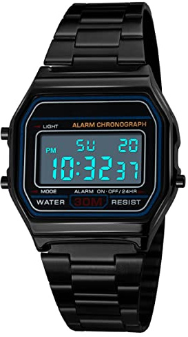 Nicoone Luxuriöse Business-Armbanduhr, 30 m, wasserdicht, Edelstahl, Sportuhr, Digitaluhr