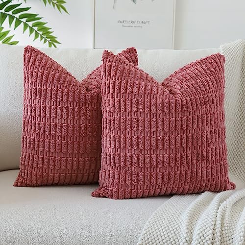 JOTOM 2er Set Kordsamt Weicher Kissenbezüge Moderne Kissenhüllen Dekorative Sofakissen Dekokissen Zierkissenbezug für Wohnzimmer Sofa Schlafzimmer Marmelade 45x45 cm