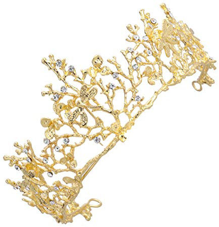 minkissy Königinnenkrone Hochzeit Tiara Barock-kopfschmuck Mit Kristall-strasssteinen Goldfarbenes Stirnband Für Braut Verlobte Geburtstag