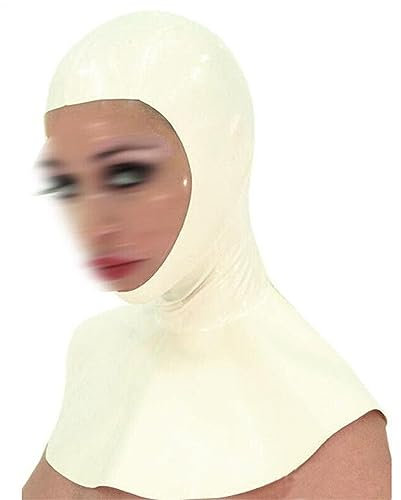 Latex Maske SM Sklave Bondage Maske Extrem Fetisch Maske Handgefertigt Sexy Vollmaske Lassen Atemlöcher Sex Spiele BDSM Maske für Paar Dunkelspiel Cosplay Halloween Maske Sex Maske,XXL,White