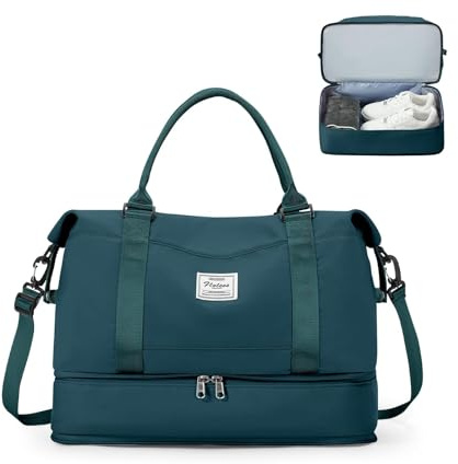 SEAFEW Borsone da Viaggio,Bagaglio a Mano 40x30x20 Ryanair Borsa da Viaggio con Scomparto per le Scarpe,Borsa da Cabina Ryanair Borsa Sportiva Borsone da Palestra da Weekend,D4-Blu Pavone
