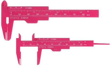 QUARKZMAN 20uds Mini Plástico Calibrador 80mm 3 Pulgadas Vernier Calibradores Deslizantes Calibre Portátil Regla Medición Herramienta (Métrico/Pulgadas), Caliente Rosa
