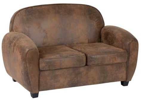 Atmosphera - Banquette Club Stanis 2 Personnes - Marron Effet Cuir Vieilli, L 133 cm - Canapé pour Salon, Bureau