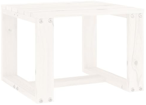 vidaXL Garten Beistelltisch, Rechteckiger Gartentisch Couchtisch, Holztisch Kaffeetisch für Terrasse Garten, Balkontisch Gartenmöbel, Weiß Massivholz Kiefer