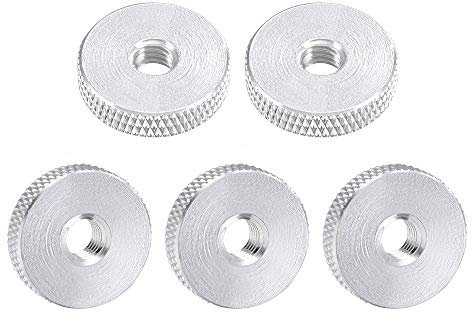 Rändelmutter, flache Rändelmutter – M6 x 20 mm x 5 mm Rändelmuttern, Sicherungs-Einstellmuttern, Aluminiumlegierung, schwarz, 5 Stück (Size : Silver)