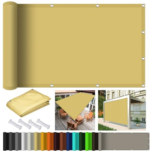 Vela Ombreggiante 2.2 x 4 m Impermeabile, Rettangolare Vela Ombreggiante Parasole con Occhielli PES Protezione UV 98% per Arredo Esterno Giardino, Color Crema
