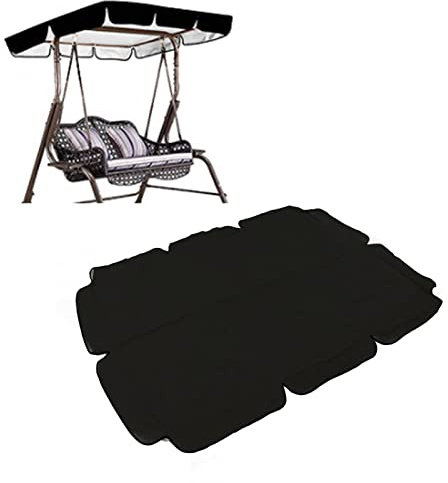 Buachois Outdoor Patio Swing Chair Canopy Replacement, 420D Silver Coated Oxford Fabric Swing Canopy for Outdoor Garden Patio (Black)