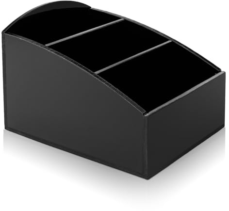 ZJIVQO Tea Bag Holder 3 Compartments Coffee Tea Organiser Box Acrylic Tea Organizer for Tea Bags,Sugar, Coffee,Black