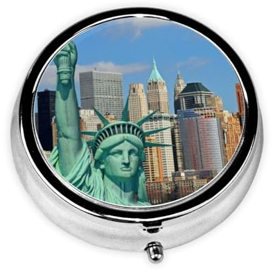 Mini-Medikamentendose mit Freiheitsstatue in NYC, Aufbewahrungsbehälter, Organizer, tragbare Tasche, Medikamentenbox, Pillenbehälter