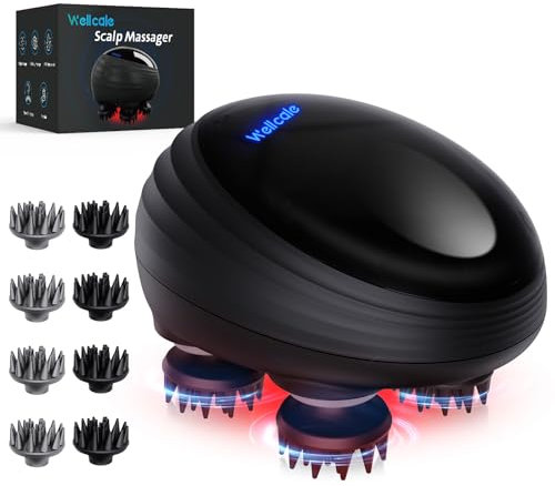 Portable Electric Scalp Massager - IPX7 Waterproof Rechargeable Head Massager w/Multiple Modes, 2 Sets 8 Claws, Comfortable 3D-Kneading for Scalp/Body Relief & Hair Growth, Ideal Gifts for Women Men