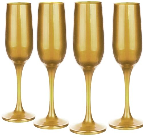 Glasmark Krosno Lot de 4 s à mousseux 0,2 litre, s à champagne, s à champagne, s à mousseux, s à dorés 4 x 200 ml