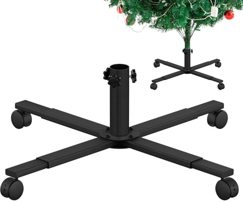 Mordx Soporte para árbol de Navidad con ruedas de goma, soporte plegable de metal para árbol de Navidad, base de árbol de Navidad extraíble, base de metal artificial para árbol de Navidad,