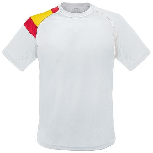 C&P Camiseta Personalizada, Bandera de España en Hombro Derecho | Manga Corta | 100% poliéster Elige tu Talla y Color Ideal | Personalizacion en DTF