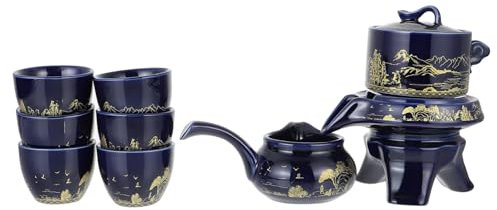 Amosfun Set da tè Kung Fu Teiera Tazza Autentico Stile Cinese in Ceramica Liscia per Casa Ufficio E Feste
