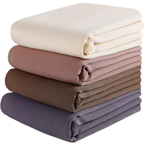 Febfim 4 luxuriösen Chiffon-Hijabs im trendigen Crinkle-Design, inspiriert von modernen Dubai-StilenPerfekt für modische Muslima, die Eleganz und Komfort suchen (Mixcolor ZE)