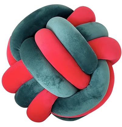 PromCaeruyn Deko Kissen Knotenkissen Dekoration Aesthetic Groß Flauschige Rund Zimmer Sofa Bett Kissen(Red+Green,28cm)