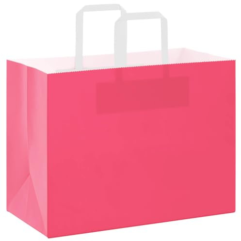 vidaXL Papiertragetaschen 250 STK., Papiertüten mit Henkeln, Papiertüten, Geschenktüten für Einkaufen Hochzeiten Verpackungen Partys Geburtstag Weihnachten, Rosa 32x17x25cm
