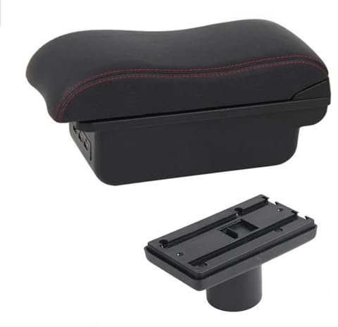 MObyat Caja Almacenamiento Coche Compartimento De Reposabrazos para Coche, Decoración De Estilo De Contenido De Tienda Central con Portavasos USB, para Ibiza 6j 6L(C Red Line 2)