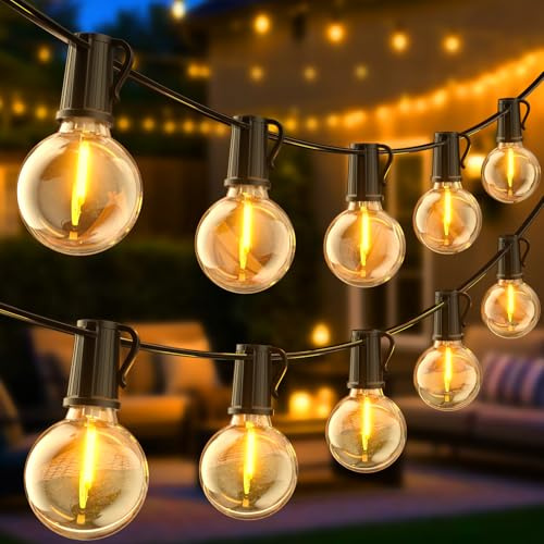 Lichterkette Außen Strom 48,15 M, 70+2 G40 Glühbirnen LED Lichterkette Outdoor mit Stecker Innen Aussen 2700K Wamrweiße IP54 Wasserdicht für Balkon Garten Party Camping Hochzeit Terrasse Pavillon