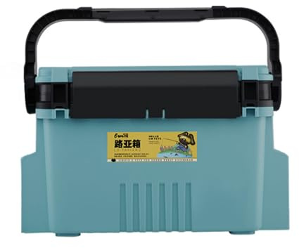 Caja para señuelos multiusos, caja de pesca de plástico de gran capacidad, maletín accesorios con aparejos de pesca (antiexplosión, azul)