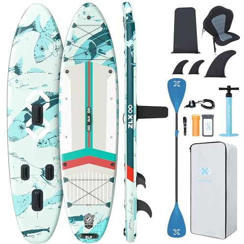 ZLX SUP Board 350cm Extra Groß, Stand Up Paddling Board Aufblasbar mit Sitz, 550LB Tragfähigkeit, Stabil Anfängerfreundlich, Anti-Rutsch-Deck, Stand Up Paddle Board Zubehör Set