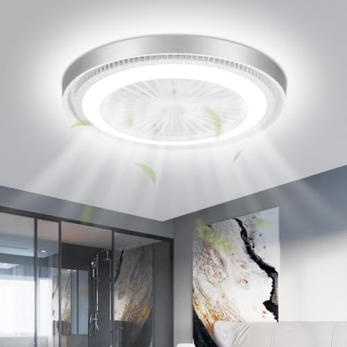 Litglobe Deckenventilator mit Beleuchtung,Ø50cm LED Deckenleuchte mit Ventilator,3 Farbtemperatur Dimmbare Deckenleuchte mit Fernbedienung & APP,6 Geschwindigkeiten Leise Deckenventilator mit Lampe