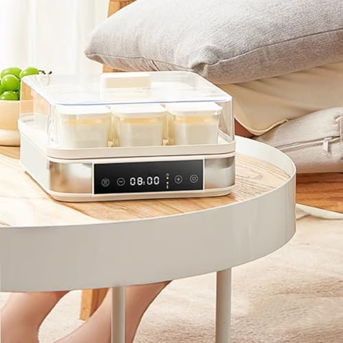 ELIKBH Yaourtière,Machine à Yaourt Natto, avec 9 Pots en Verre, avec Affichage LED et minuterie, avec ContrôLe de La Tempé Rature et Temps,pour Yaourt Biologique Domestique