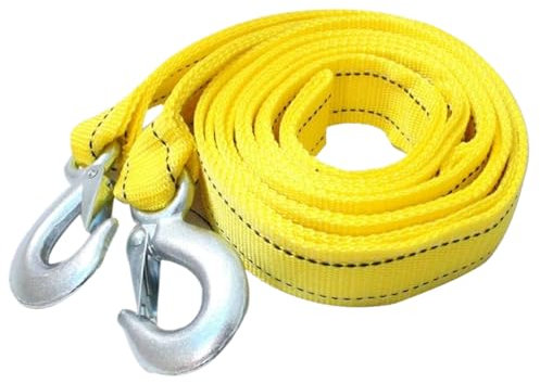 Recovery Rope 157.5 5 Tons Tow Strap with Heavy Duty Metal Hooks on Both End Yellow Nylon Rope for Car Truck Emergency