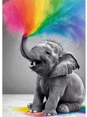 GHHKUD Elefant Diamond Painting für Erwachsene, Tiere 5D Diamant Painting Bilder für Erwachsene Anfänger, DIY Diamond Art Painting Set, Full Drill Diamant Malerei Kit für Dekoration 30x40 CM