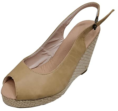 Sandali Classici Da Donna Eleganti Estivi Comode Espadrillas Leggere Tacco a Zeppa Punta Chiusa Sandals Regolabile Fibbia O Cinturini Alla Caviglia Scarpe Da Sera Spiaggia Traspirante Sandalo