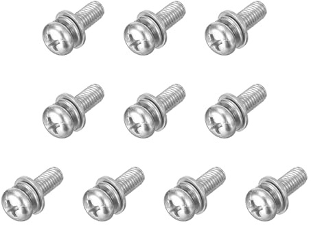 QUARKZMAN 10Pz M5 x 14mm Viti a Testa Bombata a Croce con Rondelle Elastica e Piatta, Kit Vite con Rondelle in Acciaio Inossidabile 304 per Legno Plastica Fissaggio Filo