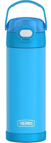 Thermos Kids FUNTAINER Water Bottle 0.47 L, Neon Blue, Children's Stainless Steel, Cold for 12 Hours, Dishwasher Safe, Carbonated Leak-Proof, Drinking Bottle for School