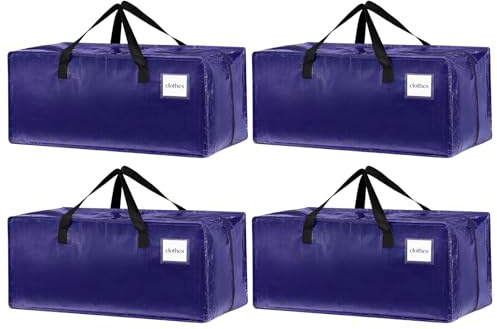 4 Piezas 92 L Bolsa De Almacenamiento, Bolsas De Mudanza Impermeables, Caja De Mudanza Grande Con Cremallera Y Asa, Adecuado Para Mudanzas, Campamentos Y Almacenamiento De Ropa