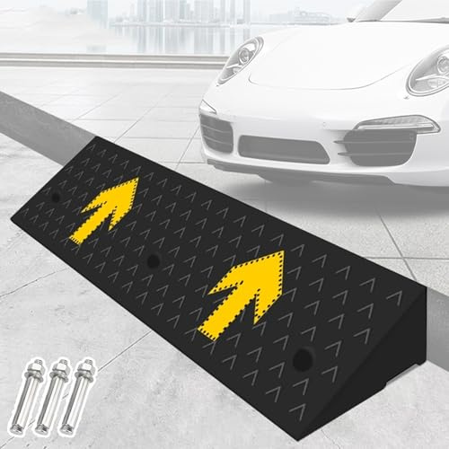 Rampe per Auto, Rampa per Scalino di Salita da 4 a 15 cm, con Scarico, Capacità di 10 Tonnellate, per Carrelli Elevatori, Auto, Sedie a Rotelle e Biciclette(100x25x10cm/39x10x4in)