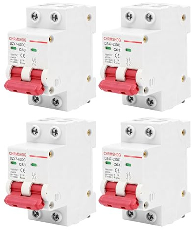4 Stück PV Sicherungsautomat, DC Leitungsschutzschalter 63A, 1000V DZ47-63Z-2P DC Trennschalter, DC Schaltungsschutz, Fehlerstromschutzschalter Schutz Luftschalter Mini Leistungsschalter
