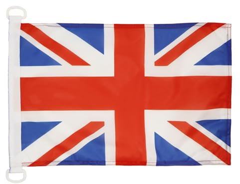 AZ FLAG - Drapeau Royaume-Uni - 45x30 cm - Pavillon Nautique Anglais - Uk - Grande Bretagne Spécial Bateau Et Extérieur En Maille Bloquée Avec Anneaux Plastiques Intégrés - 30g