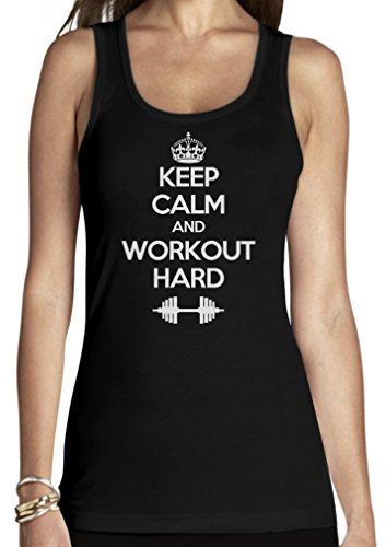 Gym Kraftsport Kleidung - Keep Calm and Workout Hard Frauen Schwarz Large Tank Top