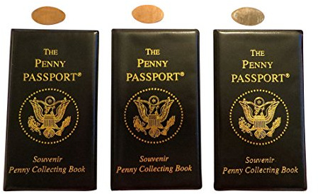 3 Penny Passport Souvenir Elongated Coin Albums With Free Pressed Pennies by CTM