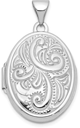 Damen Medaillon-Anhänger, 14 kt Weißgold, gewölbt, oval