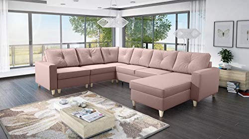 All4All Wohnlandschaft Ecksofa skandinavisch Couch Rio Garnitur U-Form Stoff Sofa 26 (Rechts)