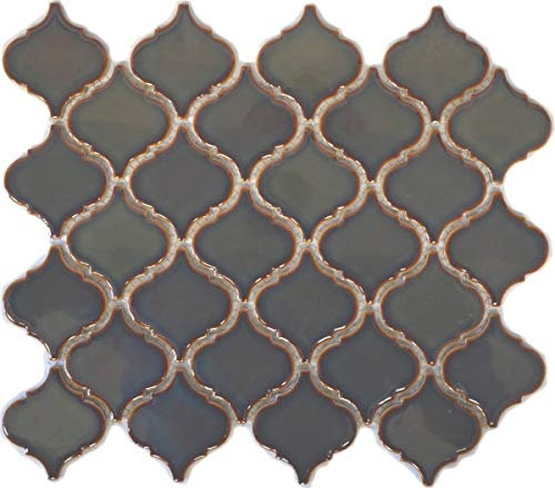 Retro Vintage Mosaik Fliese Keramik Florentiner altgrün glänzend MOS13-0508_f | 10 Mosaikmatten