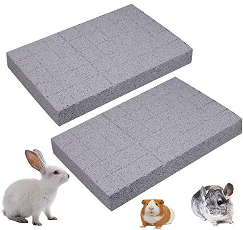 Hamiledyi Rabbit Scratch Foot Pads Bunny Grinding Claw Pad 2 PCS Natural Small Animal Hamster Lava Stone for Teeth Grinding Rabbit Scratching pad Chew Toy for Guinea Pig Rat Gerbil Chinchilla Hedgehog
