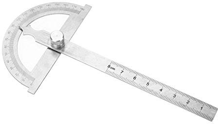 Outbit Winkelmesser, Winkelsucher, Lineal, zweiarmig, Edelstahl, Winkelmesser, Holzbearbeitungslineal, Winkelmesswerkzeug, 15 cm Lineal, geeignet für Heimwerker, Studenten usw.(80 x 120 mm)