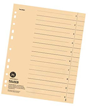 Original Falken 50er Pack Trennblätter. Made in Germany. Aus Recycling-Karton für DIN A4 chamois Trennlaschen Trenner Ordner Register Kalender Blauer Engel