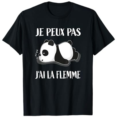 Chemise de Nuit - Je Peux Pas J'Ai La Flemme - Mignon Panda T-Shirt