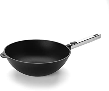 Woll Diamond Logic XR Pro Wok- und Rührpfanne mit Edelstahlstiel - Induktiv -, Ø 28 cm, 10 cm hoch, mit abnehmbarem Edelstahlstiel - Geeignet für alle Herdarten, Aluminiumguss, Antihaft-Versiegelung