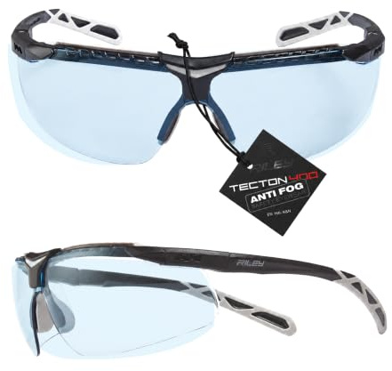 Riley Flux Protective Safety Glasses - Lightweight Protective Eyewear with Adjustable Soft Nose Bridge and Ear Grips for Sports and Outdoor Activities
